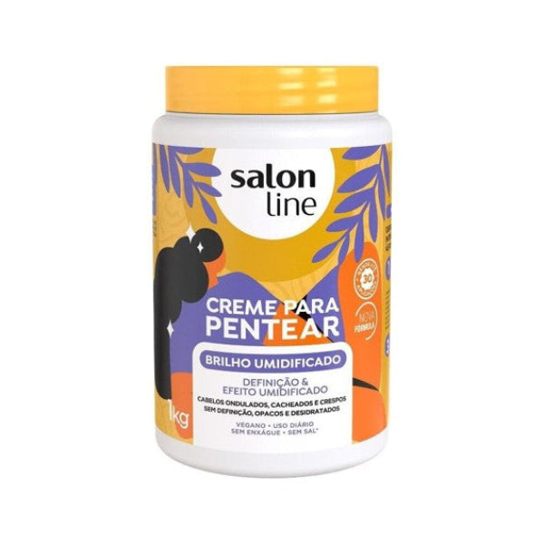Salon Line Creme Para Pentear Brilho Umidificado | Crema de Peinado con Efecto Humectante y Brillo Intenso para Cabellos Ondulados, Cacheados y Crespos 1kg