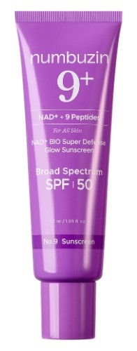numbuzin No. 9 NAD+ Bio Super Defense Glow Sunscreen SPF 50 - Protector Solar Facial Reafirmante con NAD+ y Péptidos