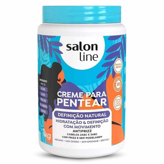 Salon Line Creme Para Pentear Definição Natural | Crema de Peinado Hidratación y Definición con Antifrizz para Cabellos Ondulados y Cacheados 1kg