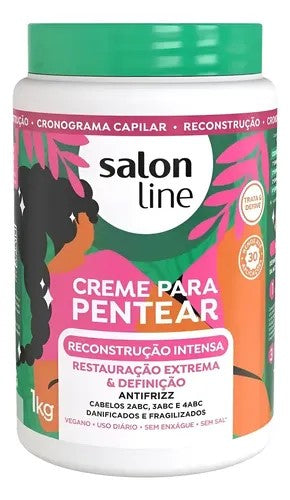 Salon Line Creme Para Pentear Reconstrução Intensa | Crema de Peinado Restauración Extrema y Definición con Antifrizz para Cabellos Ondulados, Cacheados y Crespos