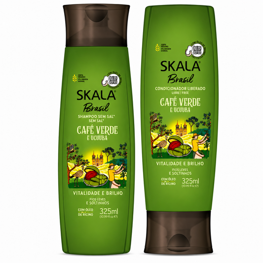 Skala Brasil Café Verde e Ucuuba Shampoo y Acondicionador | Vitalidad y Brillo