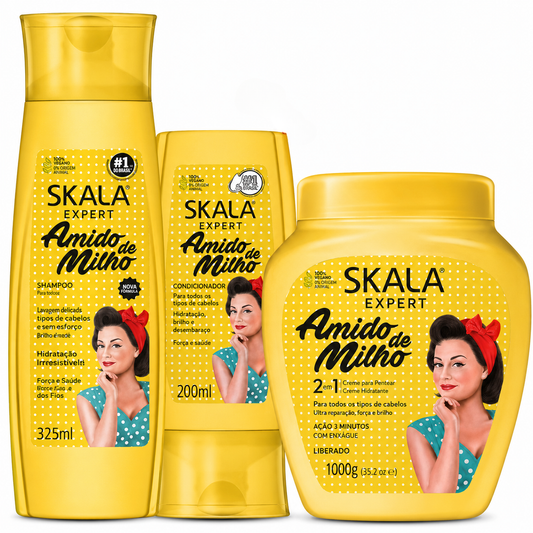 Skala Expert Amido de Milho Kit Completo | Tratamiento, Shampoo y Acondicionador