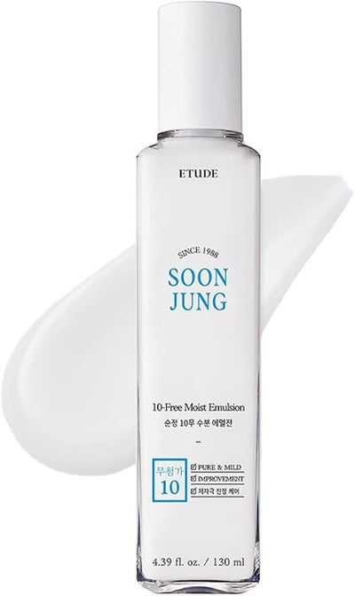 ETUDE SoonJung 10-Free Moist Emulsion | Emulsión Facial Hidratante y Calmante Hipoalergénica con Pantenol y Madecasósido 130ml